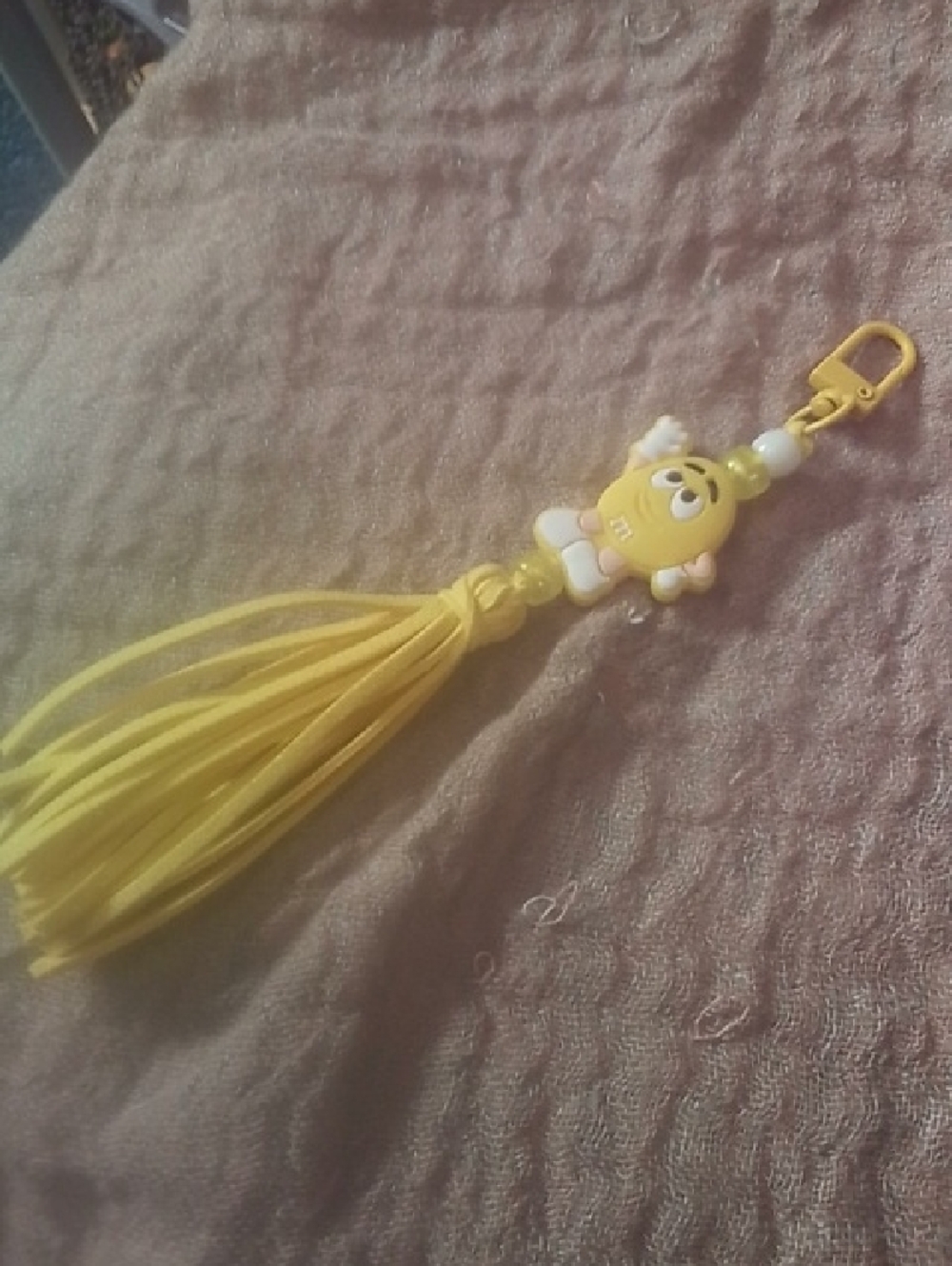 Yellow Kids Tassel Keychain Charm with Cute Character